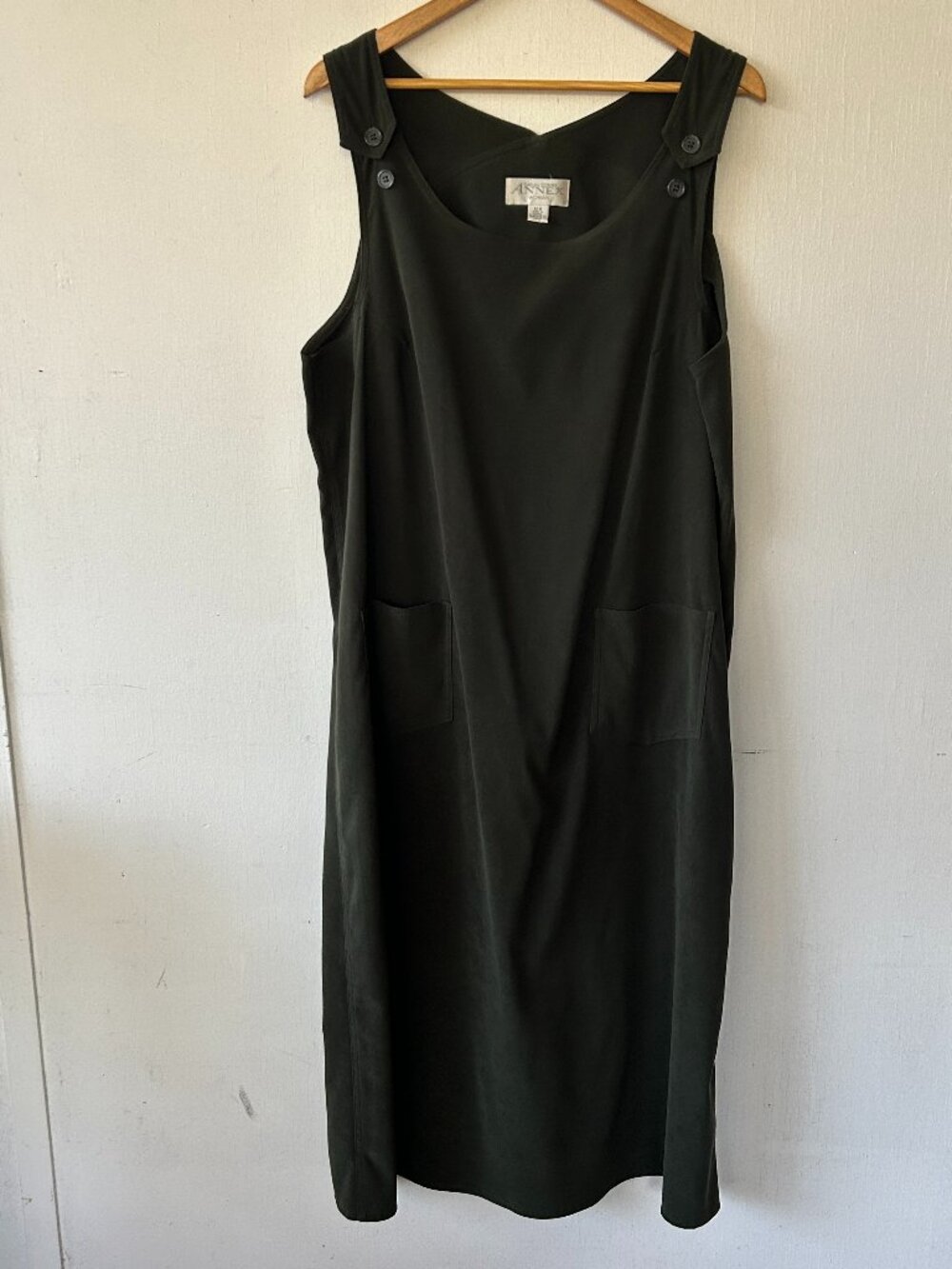 Casual Corner Annex Lagenlook Maxi Dress Womens 16W Green Overall Dress VTG